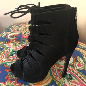 Black laced up Heel Boots